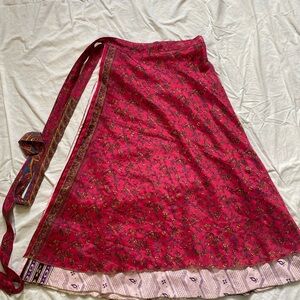 Pink Ruffled Midi Wrap Skirt